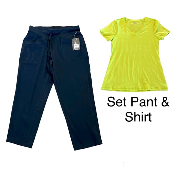 Athletic Works Pants - Athletic Works Blue Core Knit Capri Pants with Drawstring & Tee Size XS (0-2)